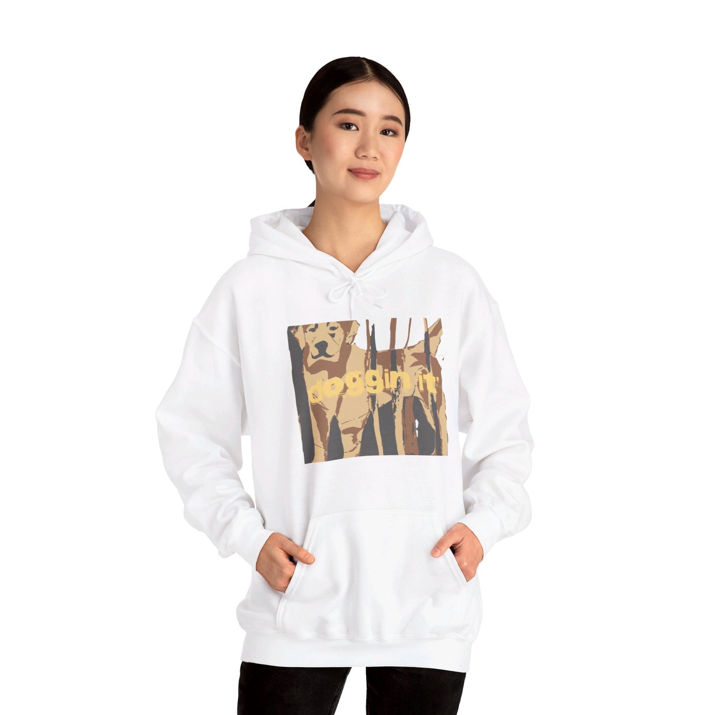 doggin it' Brown Hoodie