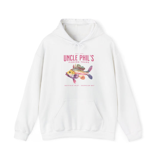 Uncle Phil's Fishing Tours Bayfield Inlet Bubble Gum Fish Hoodie