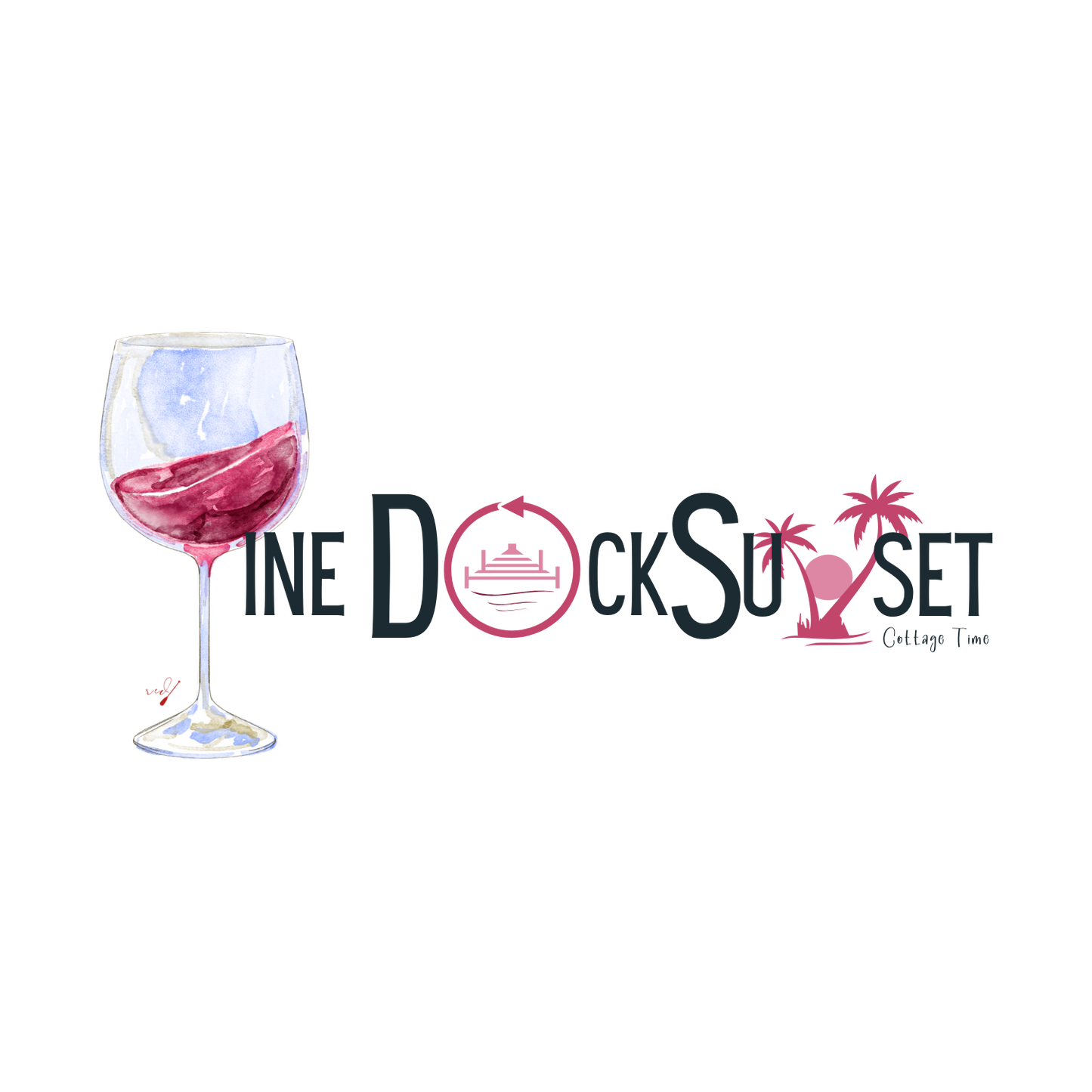 Wine, Dock, Sunset T-Shirt