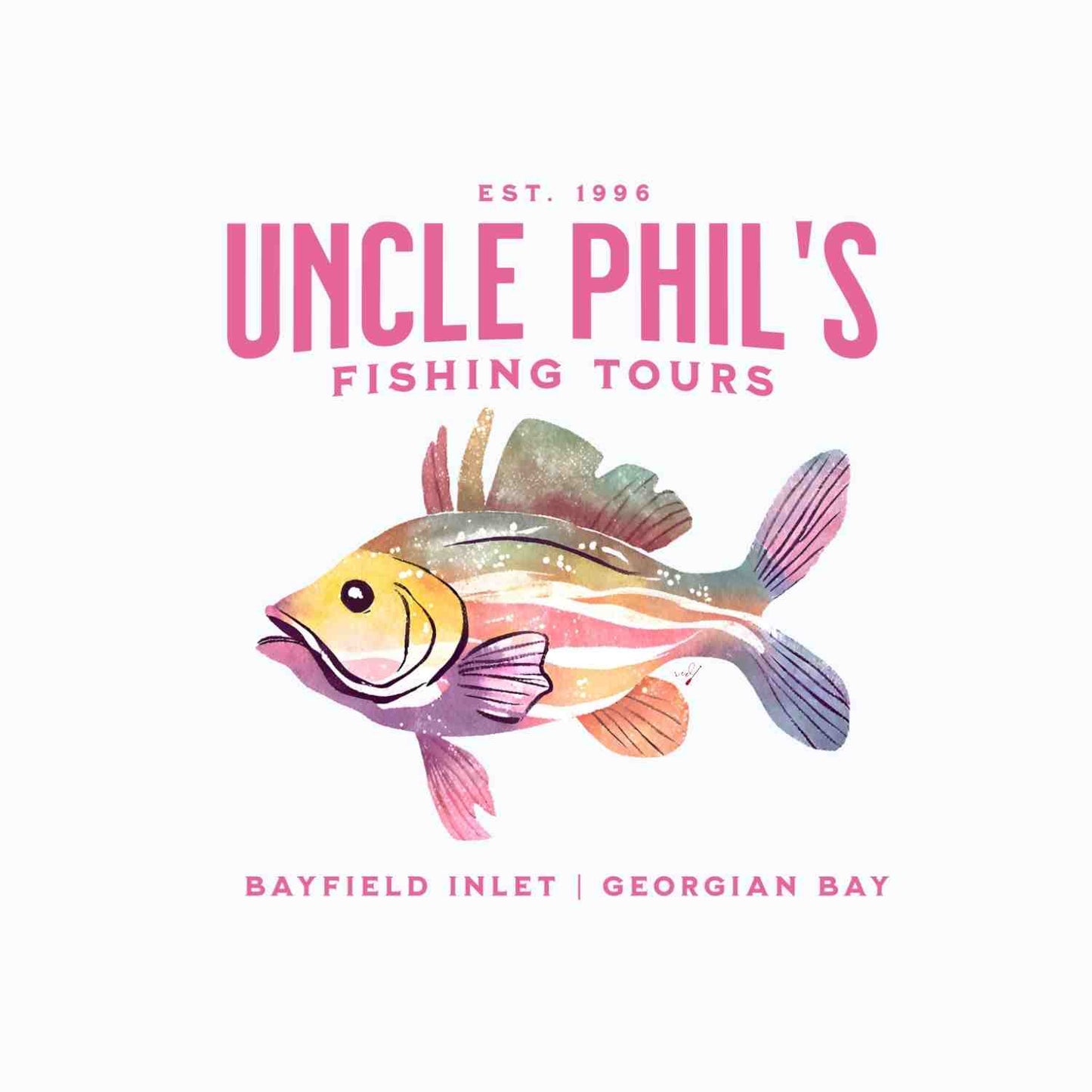 Uncle Phil's Fishing Tours Bayfield Inlet Bubble Gum Fish Hoodie